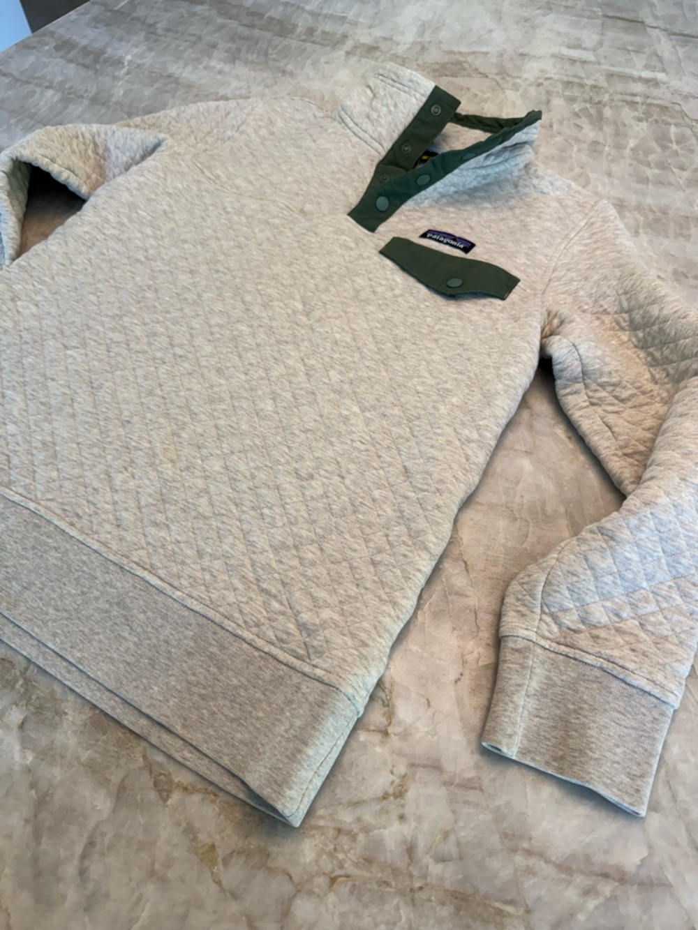 Patagonia Quilted Snap-T Pullover - Light tanwith Green Trim